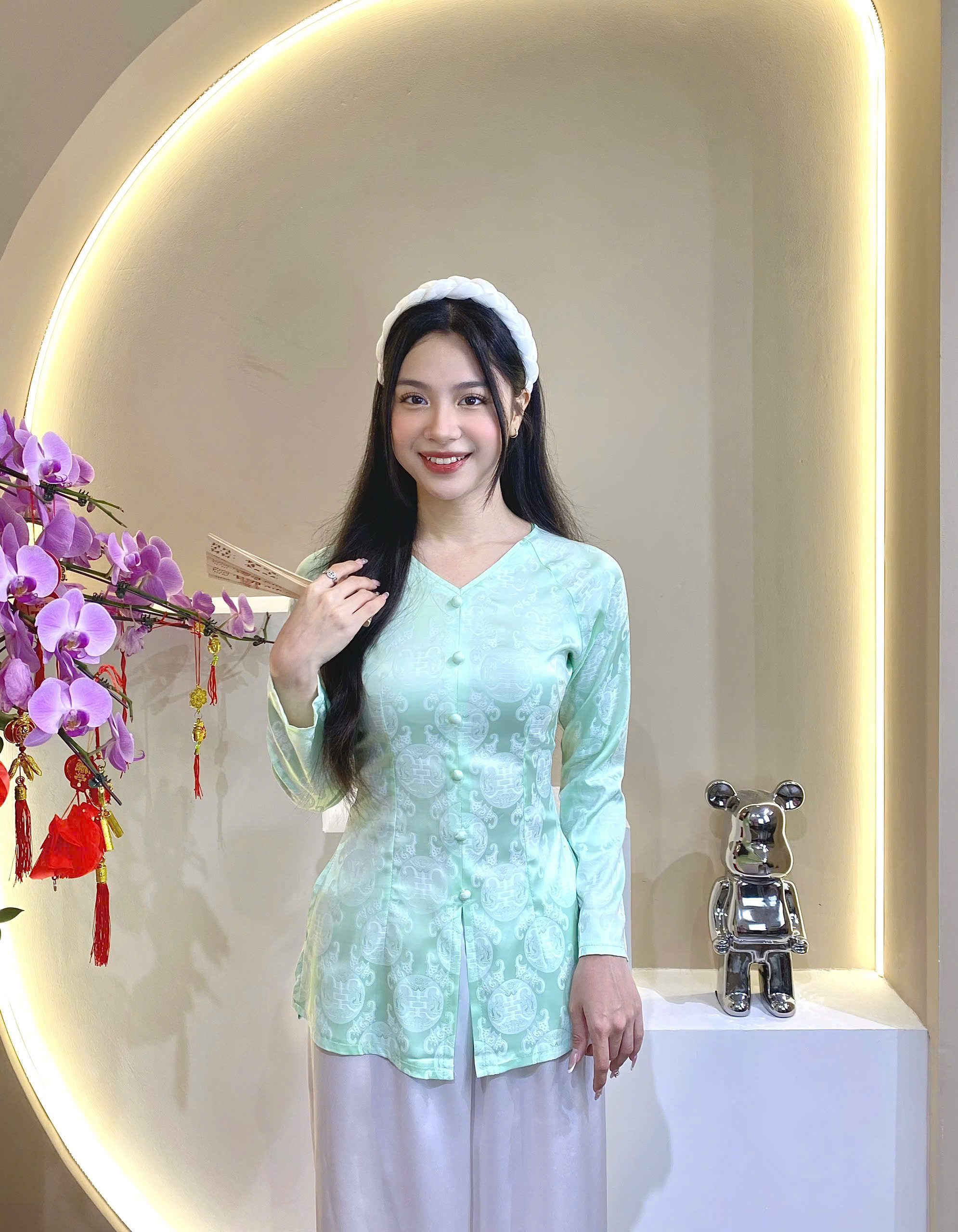 ÁO BÀ BA CÁCH TÂN LỤA GẤM DÂY KÉO