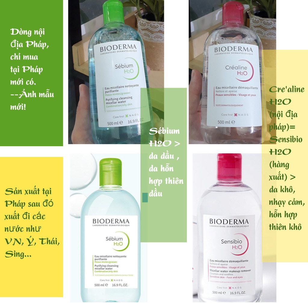 [Hàng Pháp]  Nước tẩy trang Bioderma 100ml - 500ml - Hàng Chuẩn Auth