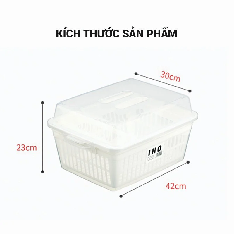 Rổ Úp Bát Đĩa Có Nắp Inomata nội địa Nhật Bản