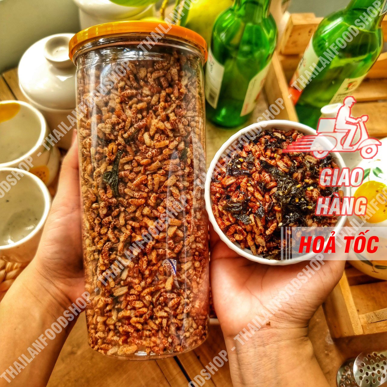 Gạo Lứt Sấy Giòn Mix Rong Biển Ăn Liền - Lon 300gr