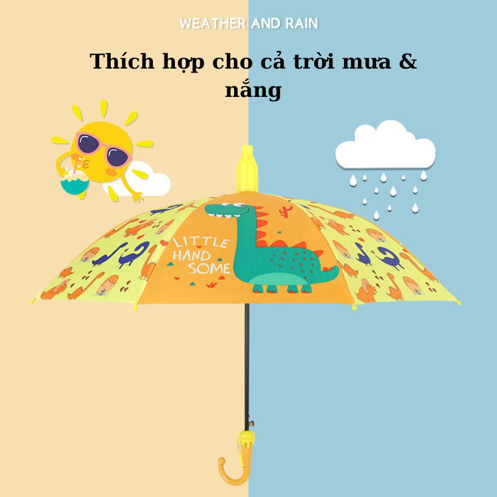Ô trẻ em hoạt hình ngộ nghĩnh dễ thương.Ô cho bé trai và bé gái khung thép chắc chắn, vải dù 2 lớp, chống nước tốt