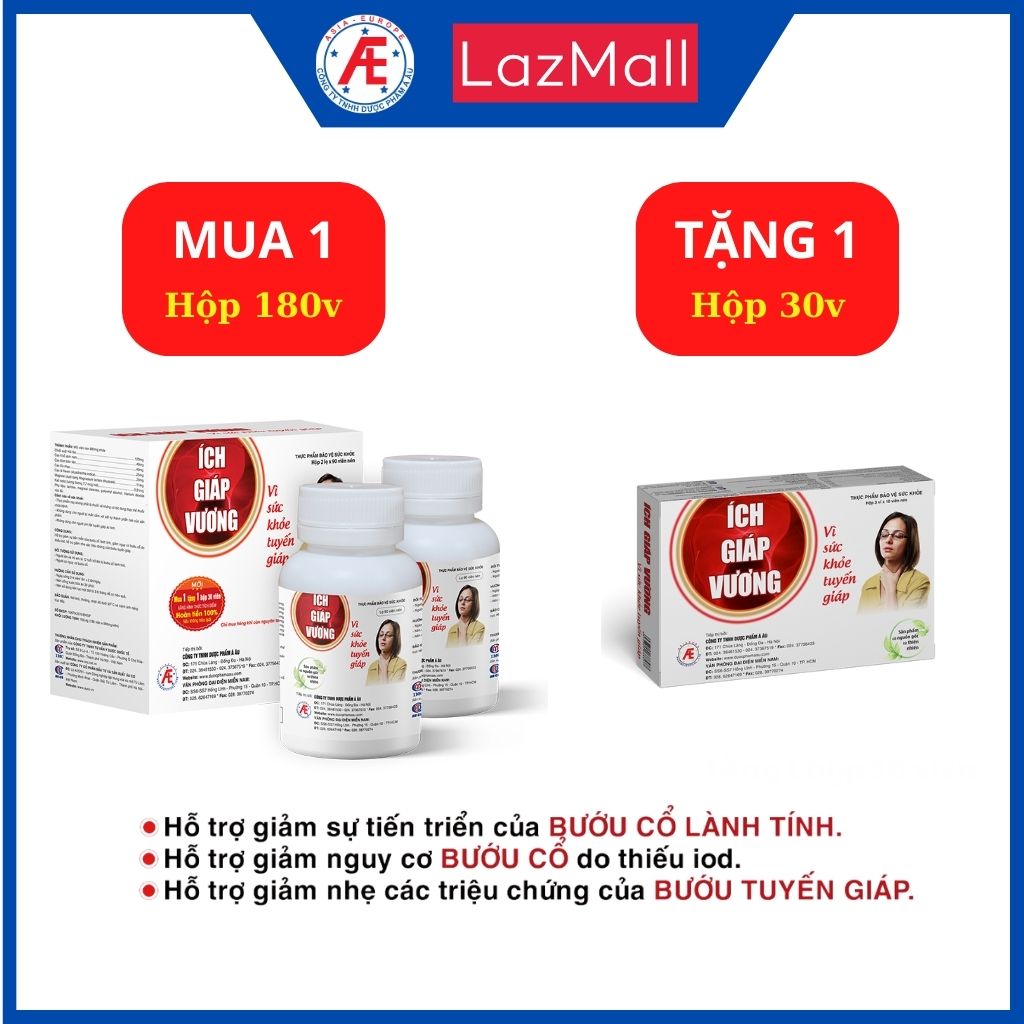 Combo Ích Giáp Vương (2 lọ x 90 viên) (mua 1IGVL tặng 1IGV)