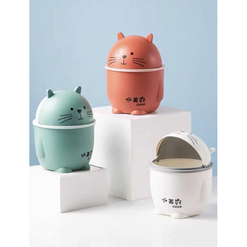 Thùng rác mini để bàn Thùng rác văn phòng hình mèo mẫu mới 8345