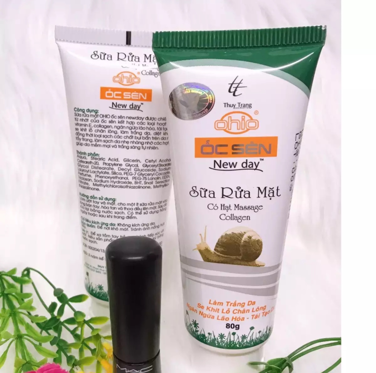 [HCM]Sữa rửa mặt Làm trắng da - Se khít lỗ chân lông - Ngăn ngừa lão hóa - Tái tạo da Ohio Ốc Sên New Day 80g (Trắng - Xanh)