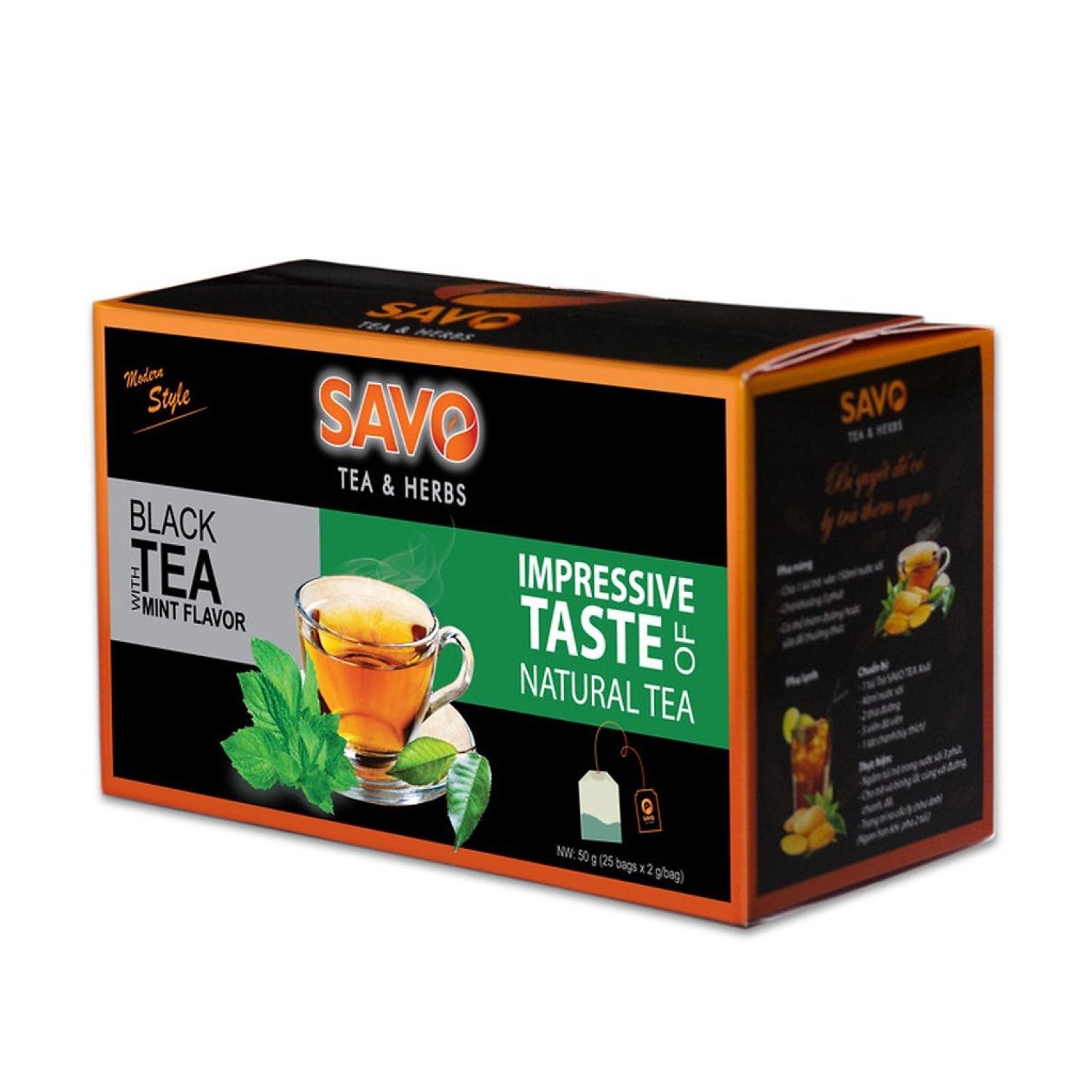 Trà bạc hà túi lọc SAVO 25 gói x 2g