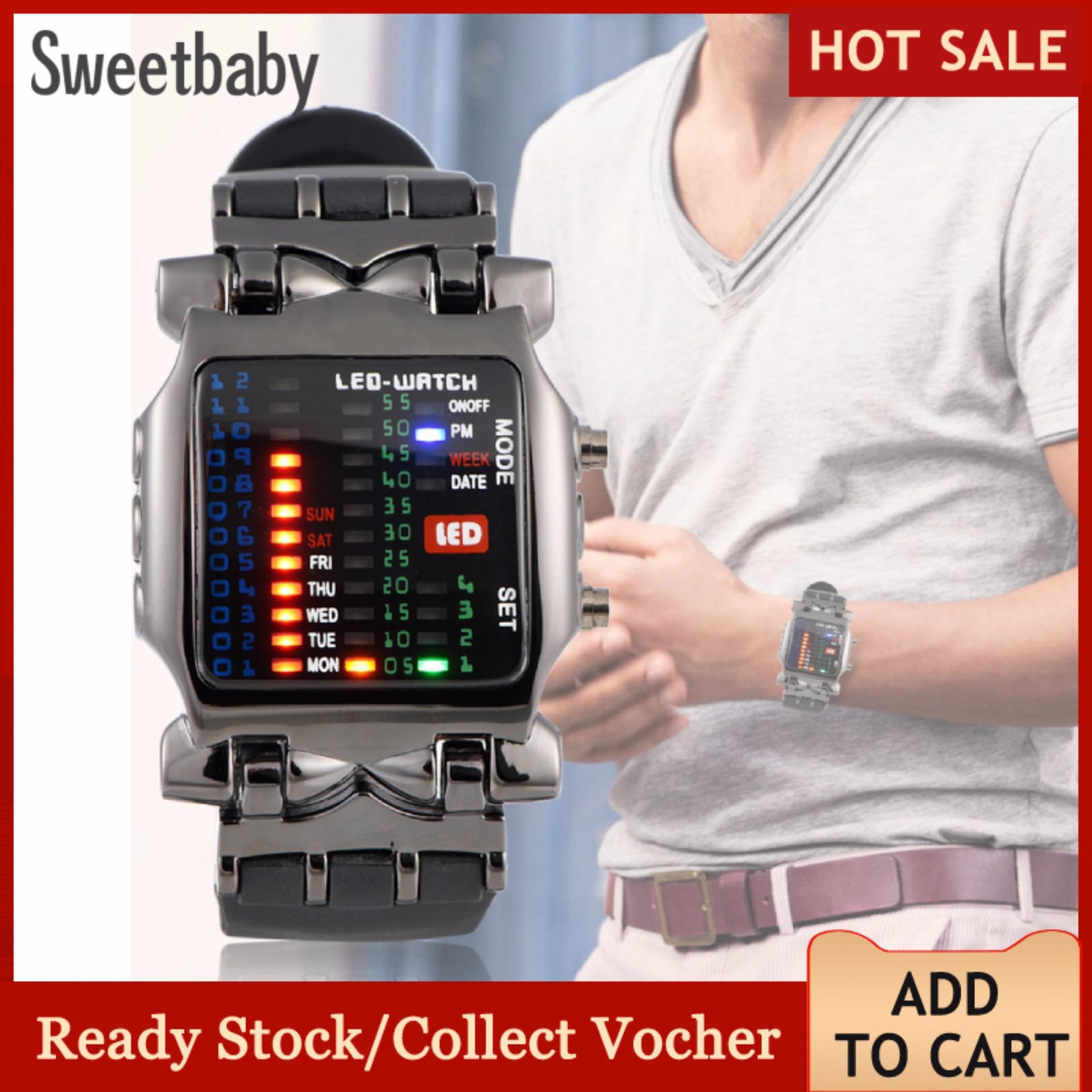 Male Female Electronic LED Watch PU Strap Date Function Wristwatch