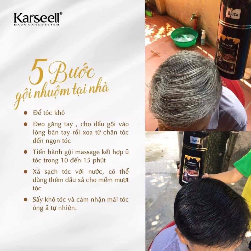 Dầu Gội phủ bạc Karseell gội tóc đen, tóc nâu 500ml