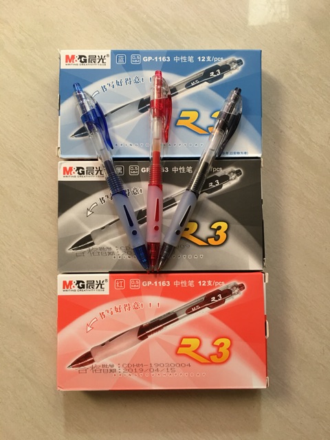 Combo 12 bút M&G Dạng Bấm 1163 loại 1