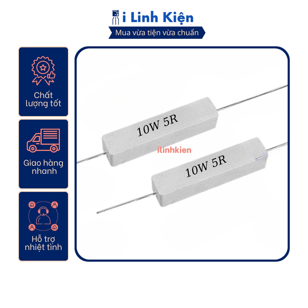 Điện trở sứ 10w 5r 5% chất lượng tốt