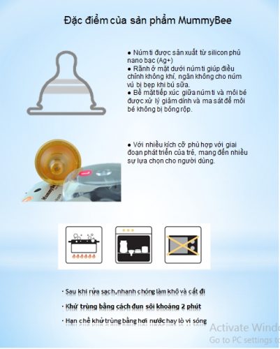 Núm vú (núm ty) MummyBee Nano Silver cổ rộng