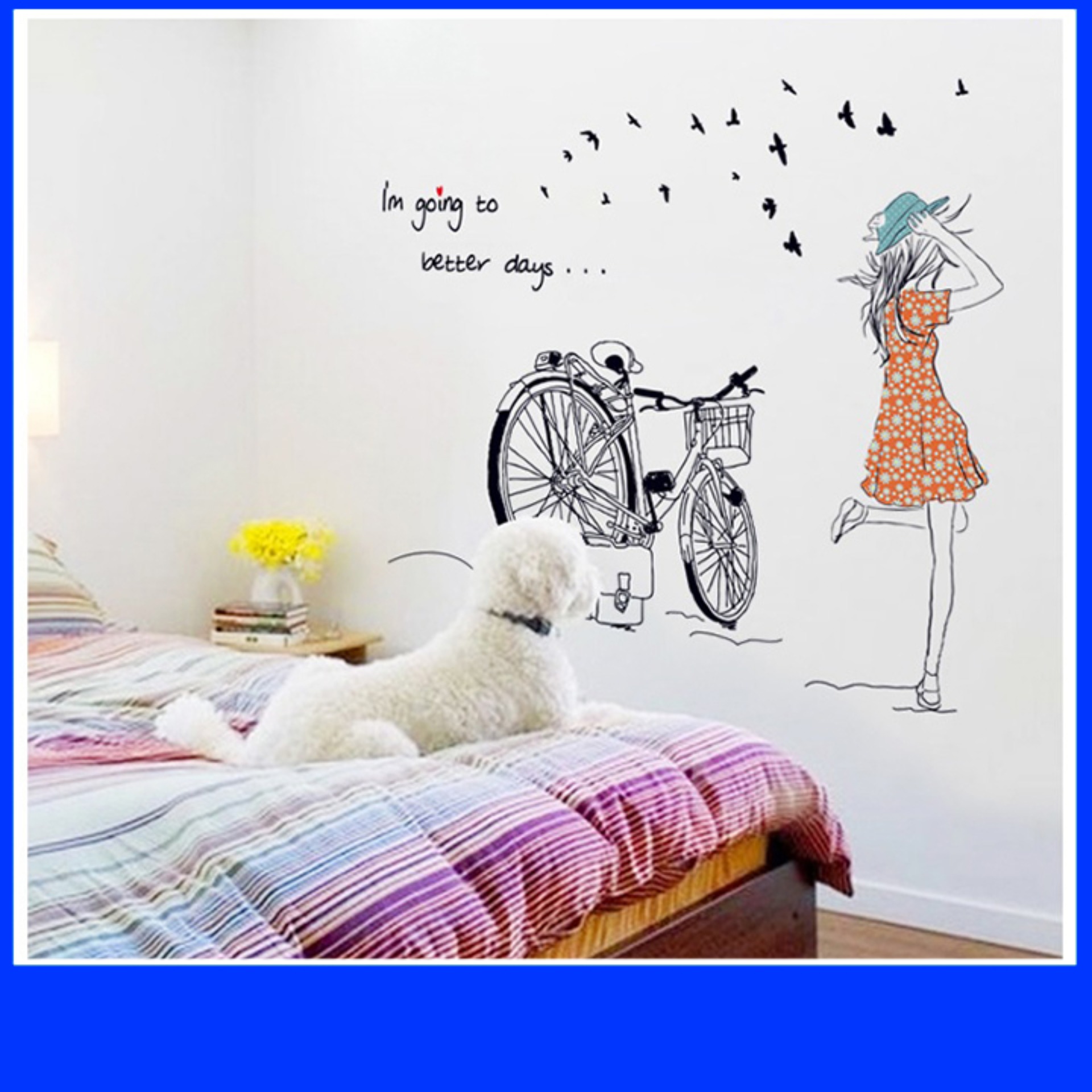 [HCM]Decal dán tường Cô gái xe đạp DKN011
