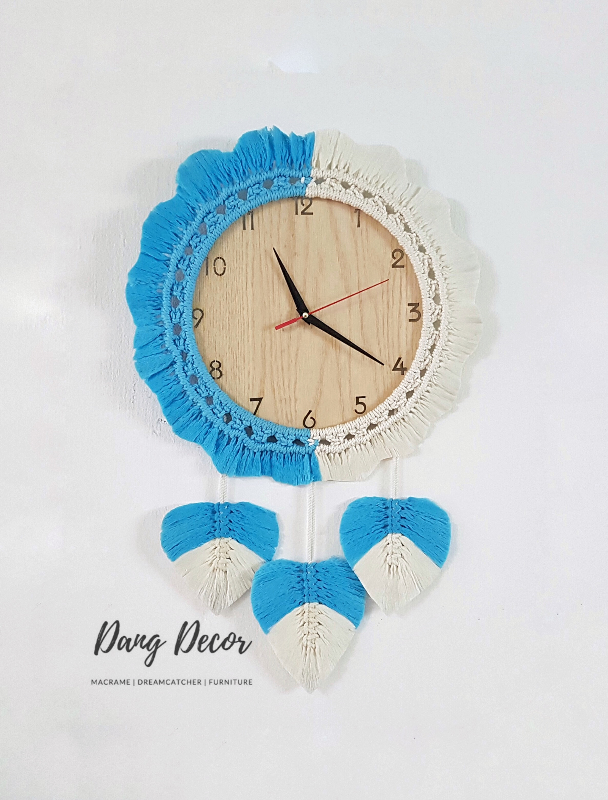 Đồng hồ macrame treo tường trang trí nội thất phong cách Boho nhiều mẫu chọn lựa