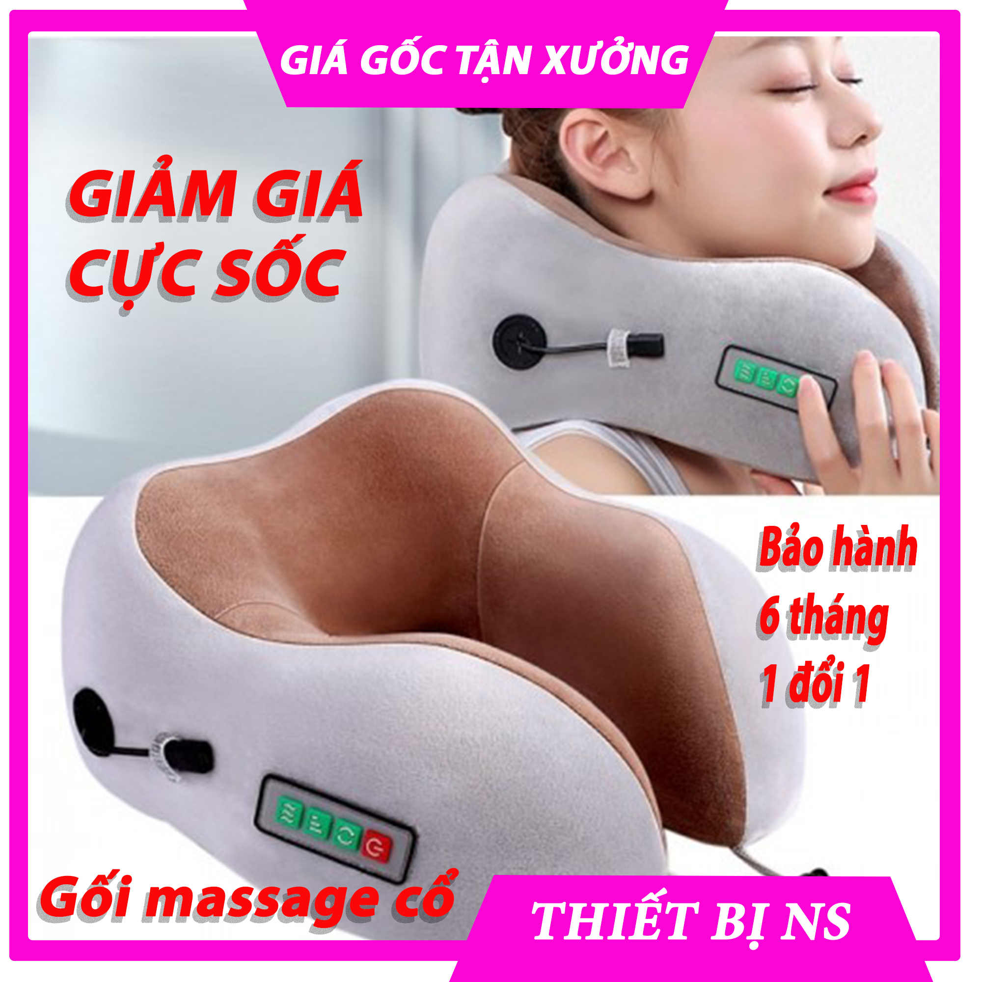 Gối massage cổ chữ U cao cấp có 4 chế độ - Đảo chiều-Rung-đấm-xoa