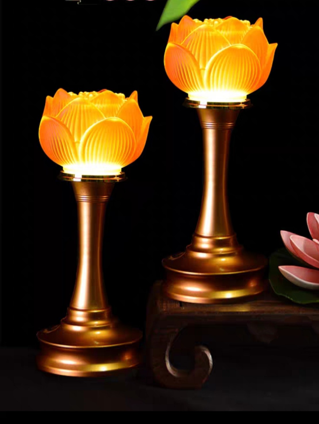 Đôi đèn thờ lưu ly 1 bông hoa sen cao cấp các cỡ - đồ thờ cúng