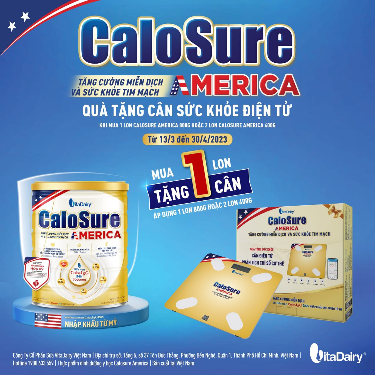 Sữa bột calosure america vị thanh nhẹ 800g.