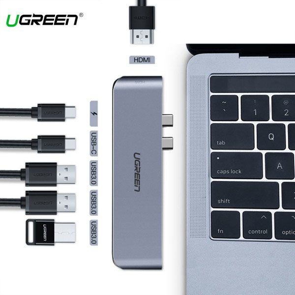 Cáp chuyển usb-c sang hdmi+ 3 usb 3.0 + usb-c + pd ugreen 50963