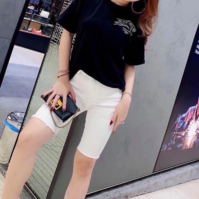 Quần Đùi jean nữ lưng cao quần đùi nữ co giãn đẹp-XMTĐ