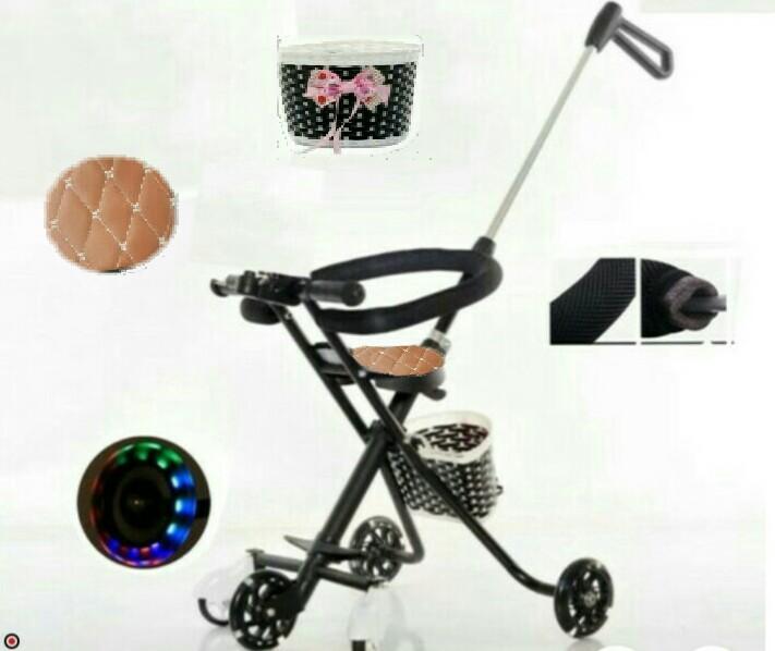 Xe đẩy đi dạo 3 bánh cho bé, ghế bọc da ( hàng mới)