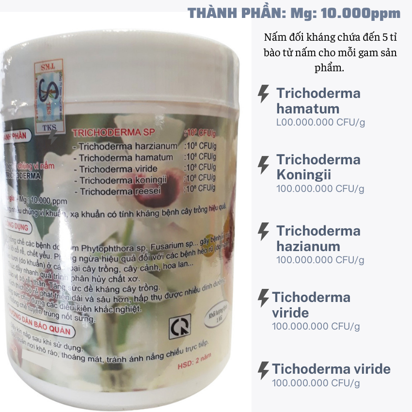 [LON 1Kg] TRICHODERMA HOA LAN Đối Kháng Nấm Bệnh - Bột Hòa Tan