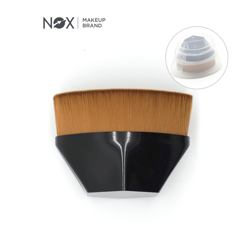 NOX Makeup Brush Foundation Brush Face Brush for Blending Liquid Cream with Portable Case Black 1PC