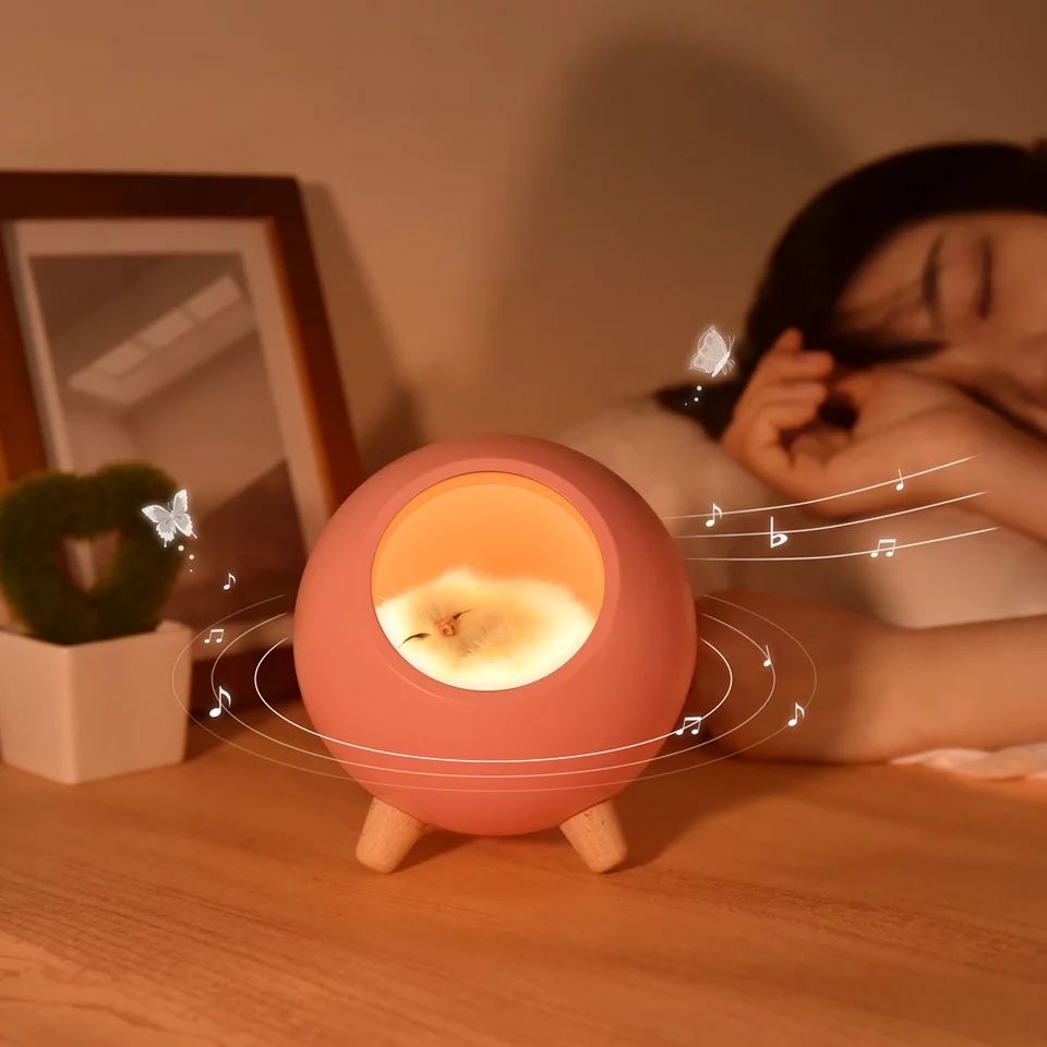 Đèn bàn trang trí, đèn ngủ mèo con cute dễ thương, ánh sáng tùy chỉnh tăng giảm