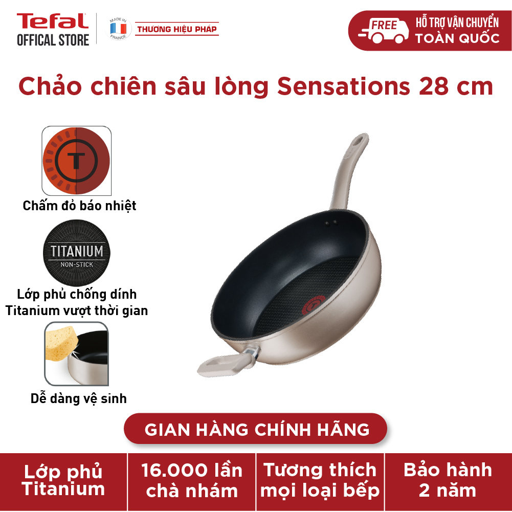 Chảo chiên chống dính đáy từ sâu lòng Tefal Sensations H9109014 28cm – Hàng chính hãng