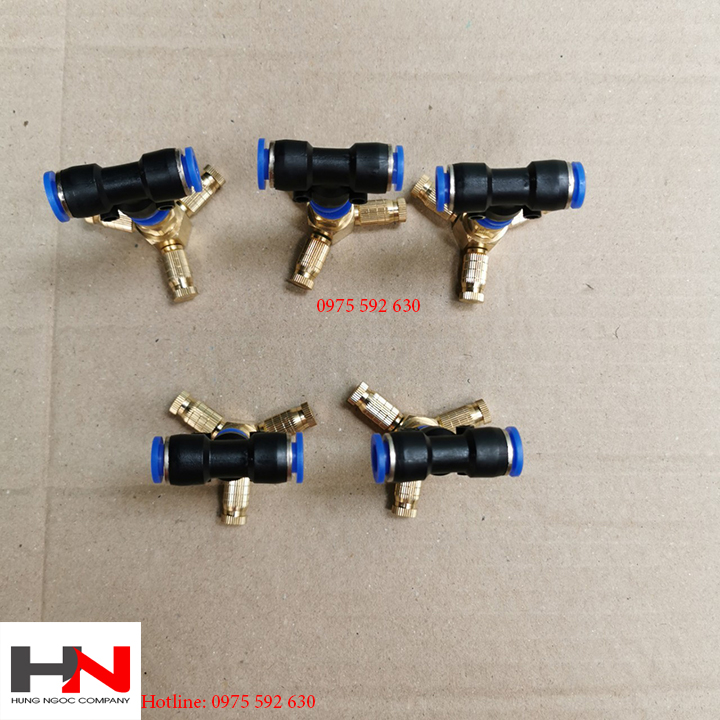 Combo 5 béc phun sương 3 hướng đồng gắn tê 8