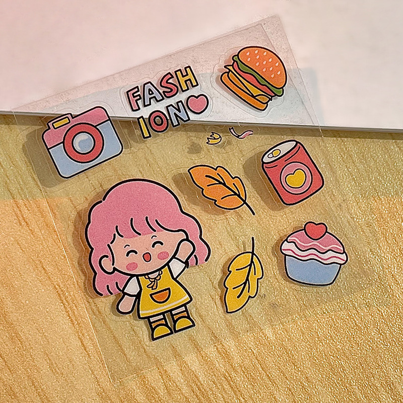 Tấm sticker cắt sẵn cute trang trí sổ, bình nước,...