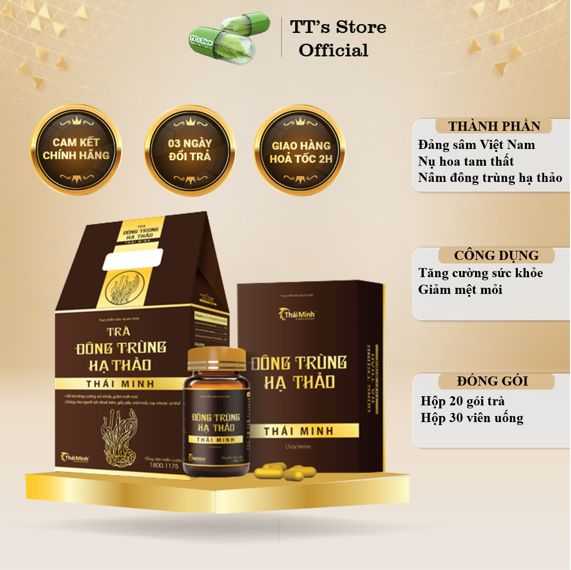 Viên uống Đông Trùng Hạ Thảo Thái Minh (Hộp 30 viên)