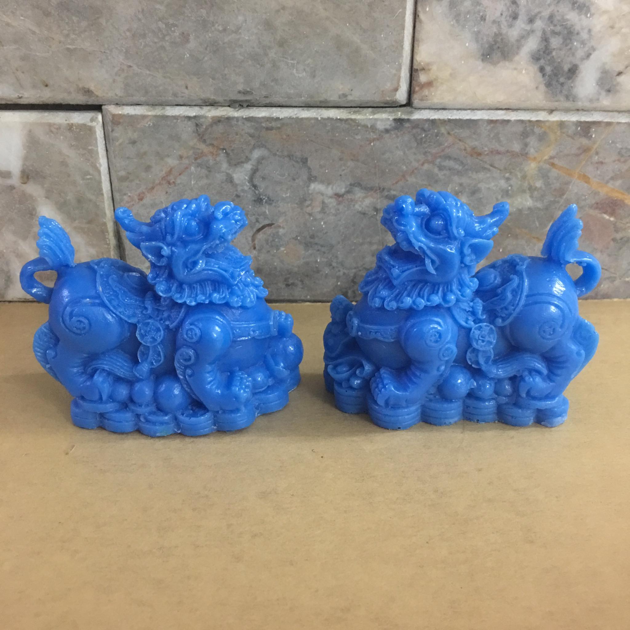 Cặp tỳ hưu phong thủy - tượng tỳ hưu -tỳ hưu - linh vật phong thủy màu xanh dương hợp mệnh thủy mộc
