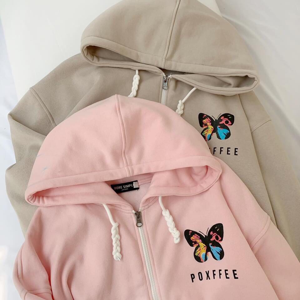 ÁO KHOÁC NỈ HOODIE NAM NỮ IN HÌNH CÁNH BƯỚM LOANG MÀU CỰC ĐẸP L374