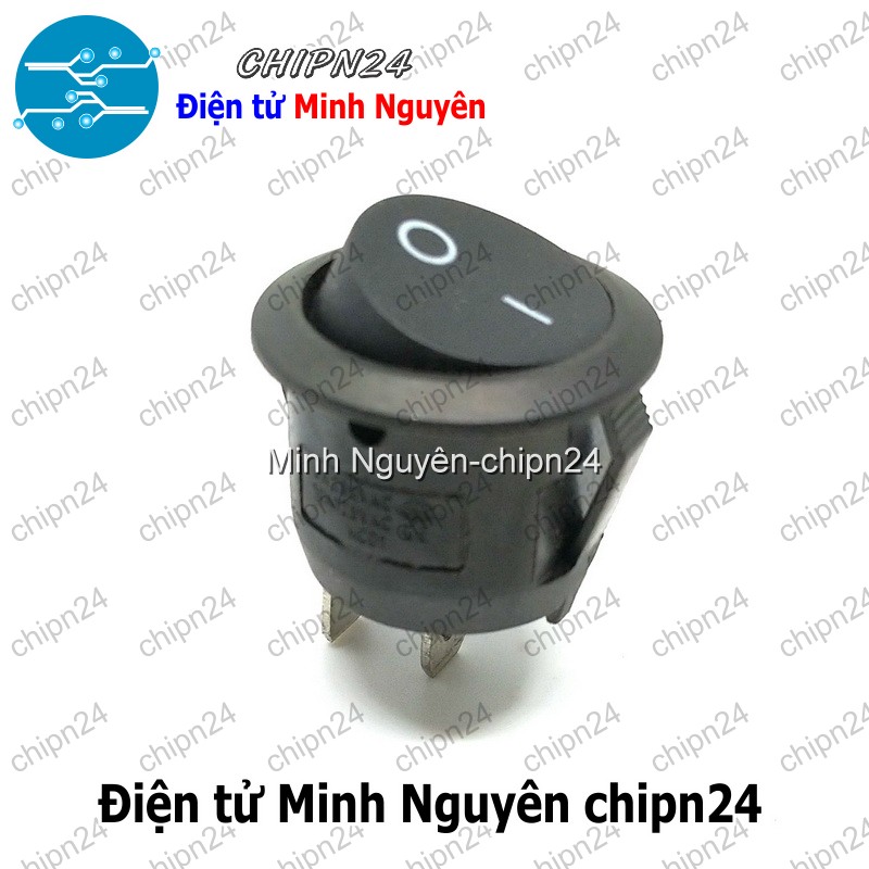 [2 cái] (F98.1) Công tắc Tròn 20MM Đen 2 Chân 2 vị trí (6A 250VAC) (CTTD2C20mm) - HH001393