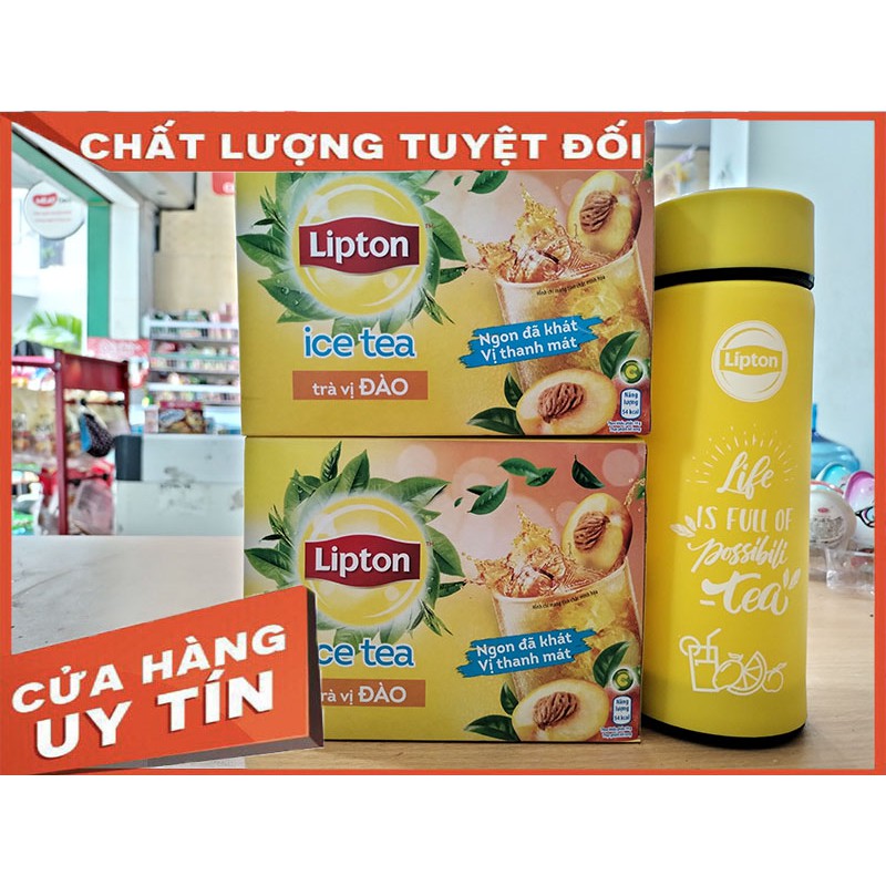 Trà đào Lipton Ice Tea Hộp 224g (14g x 16 gói) [Bộ 2 hộp: tặng bình giữ nhiệt]