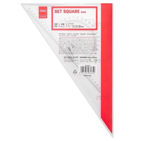 Bộ thước eke, đo độ deli 6435 - 33cm - thước kẻ