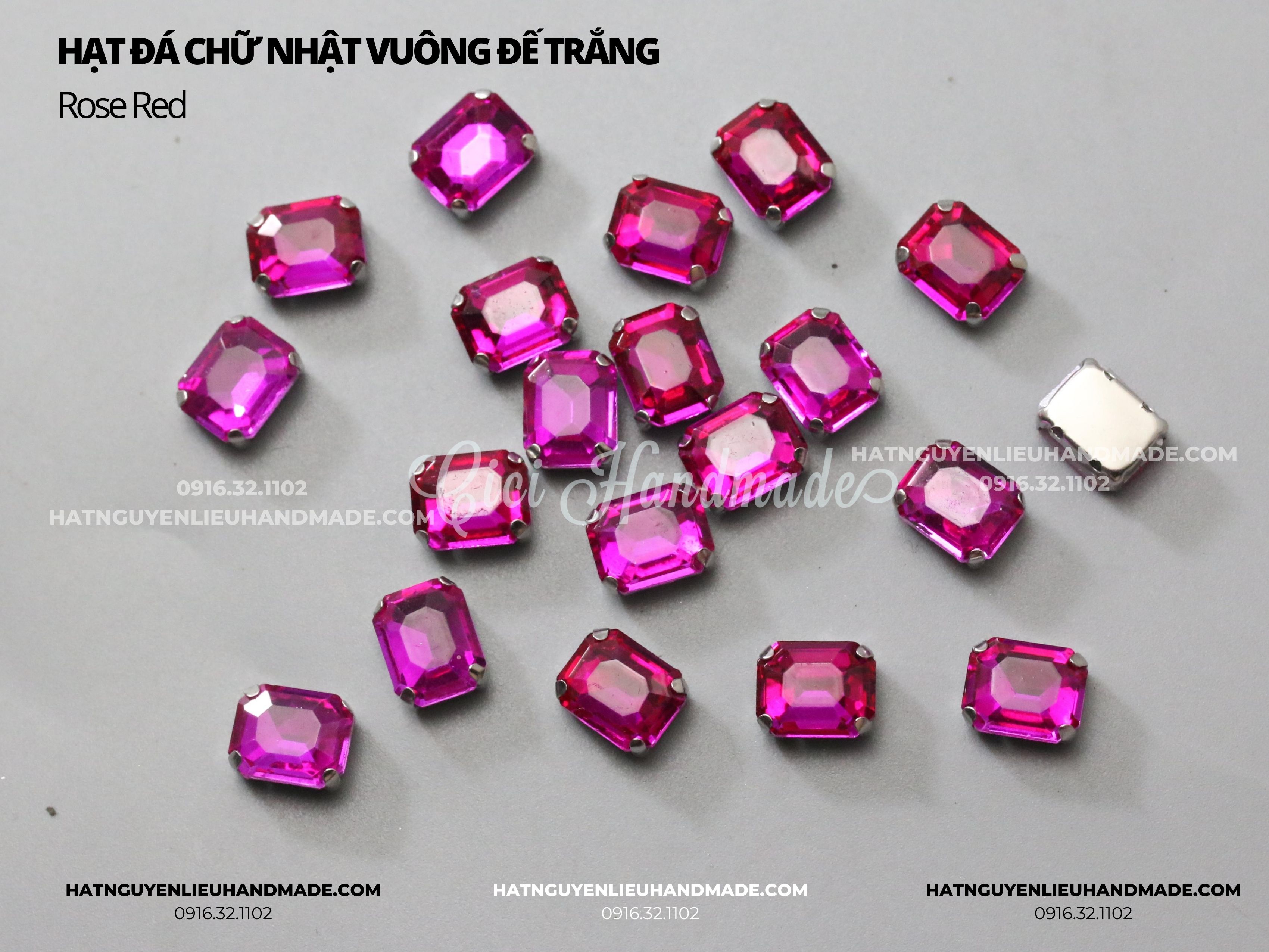 Túi 5 Hạt đá chữ nhật vuông size đại 18*25mm đế trắng có lỗ khâu Cici Handmade nguyên liệu DIY hạt đính kết, hạt pha lê hạt cườm đính