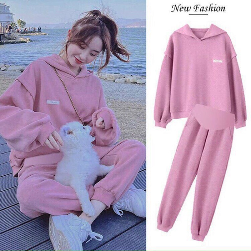 Bộ đồ bầu nỉ thu đông dày đẹp