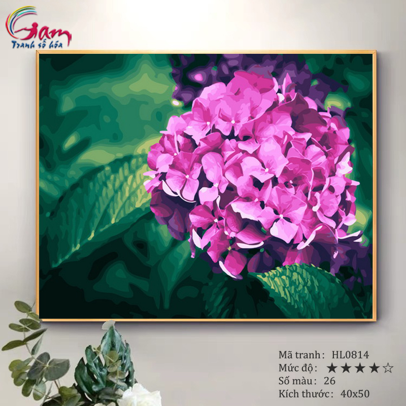 Paint by numbers kit with frame - No HL0814 Hydrangea Painting For Home Wall Decor, New Hobby And Gift