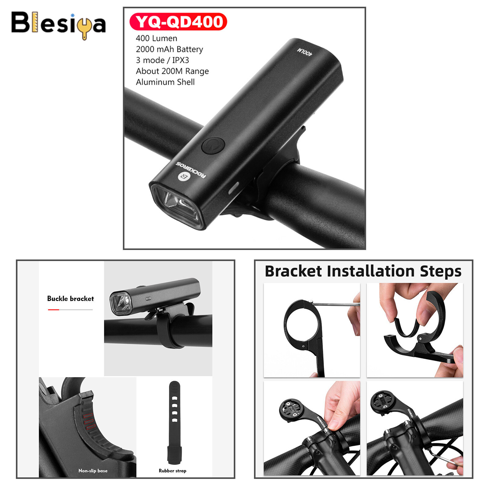 Blesiya USB LED Bicycle Bike Head Light Headlight Waterproof