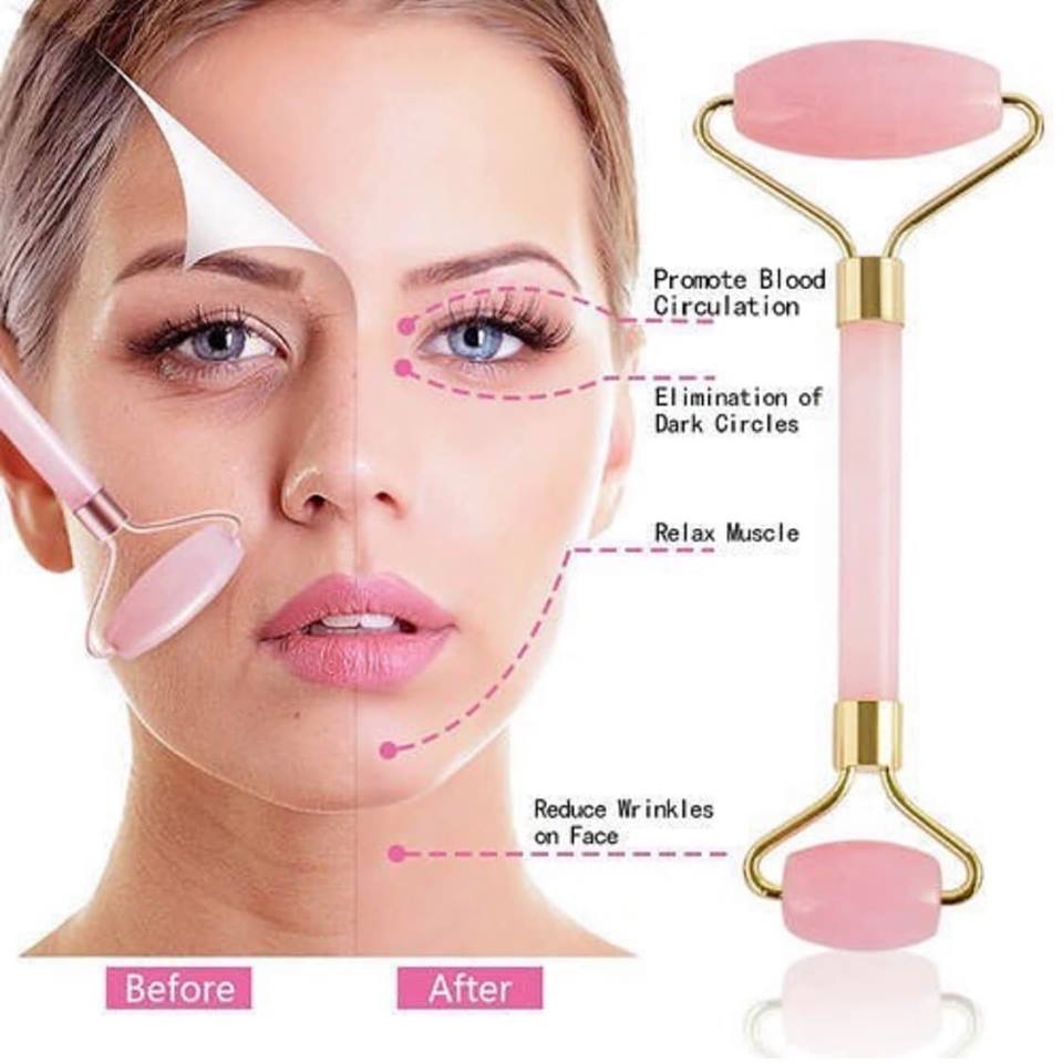[FREESHIP MAX] Cây Lăn Massage Mặt Đá Thạch Anh Hồng Thiên Nhiên