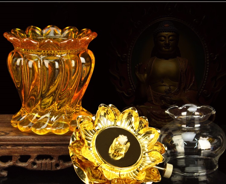 Đèn dầu cát tường lưu ly thủy tinh thờ cúng