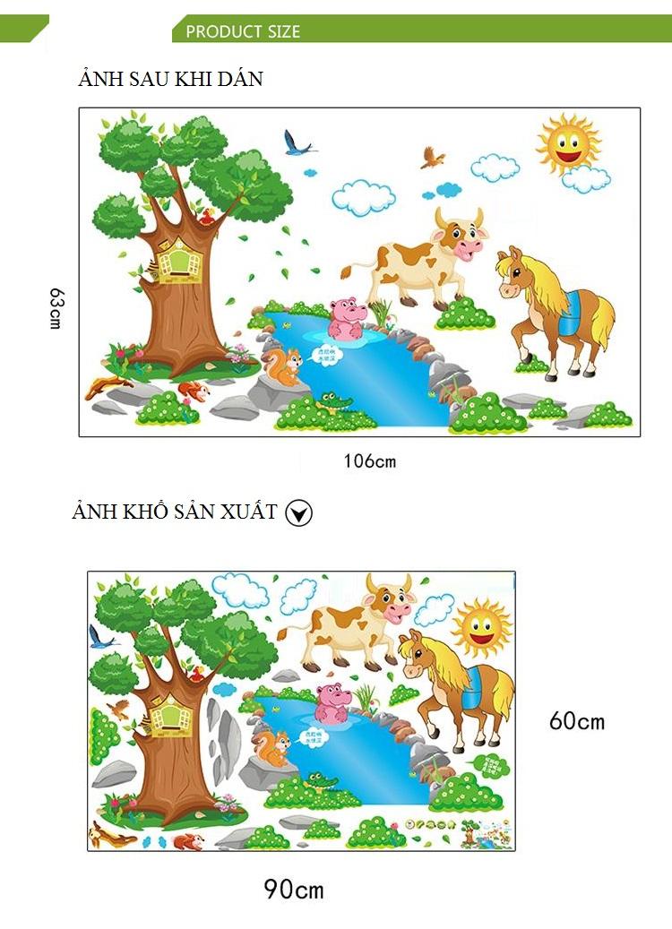 Decal dán tường Ngựa qua sông- T119-kiddecals