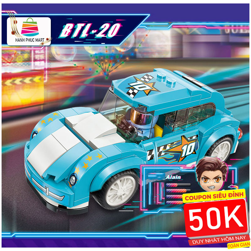 Đồ chơi lắp ghép mô hình xe đua nhiều màu sắc chất liệu nhựa ABS cao cấp Block Hanhphucmart