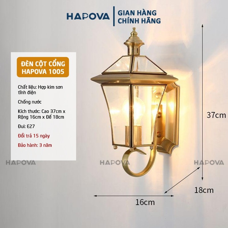 Đèn tường cao cấp bằng đồng HAPOVA AGNES 1005