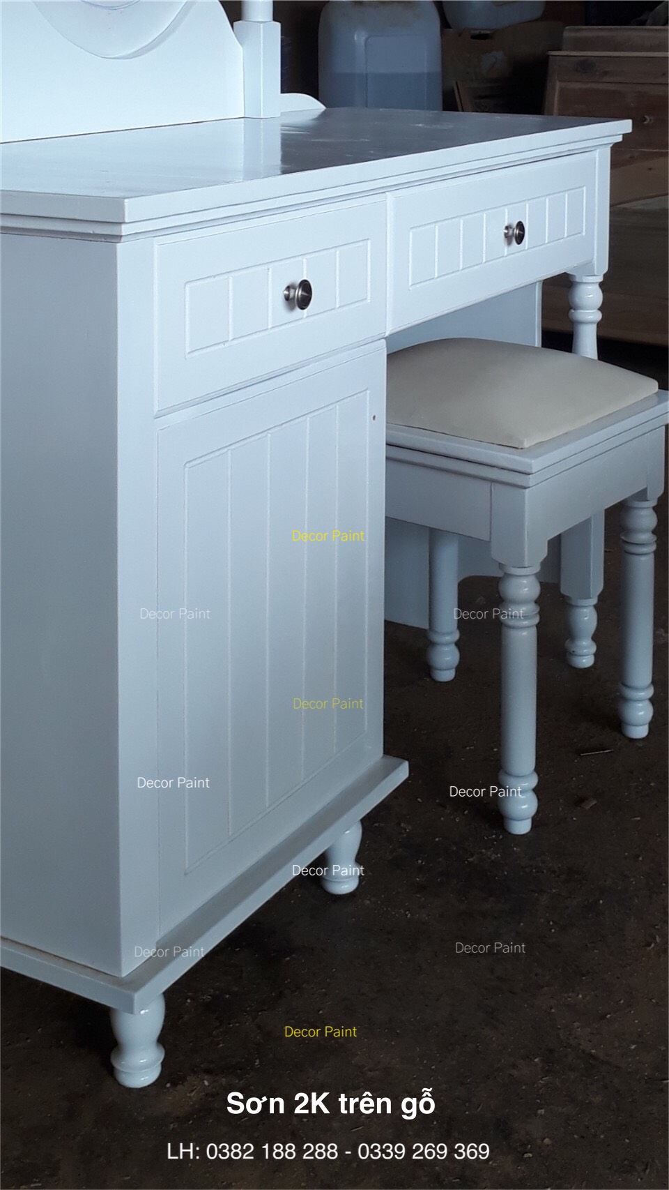 Sơn 2k đa năng trên gỗ chống trầy xước màu trắng bóng Decor Paint