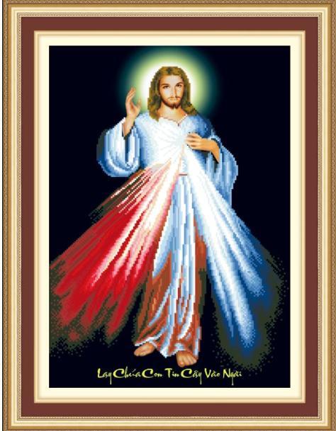 Tranh thêu chữ thập CHÚA THƯƠNG XÓT 53558 (58x79cm) chưa thêu