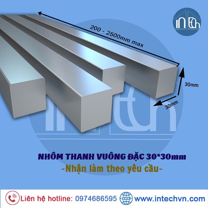 NHÔM THANH VUÔNG ĐẶC 30x30mm