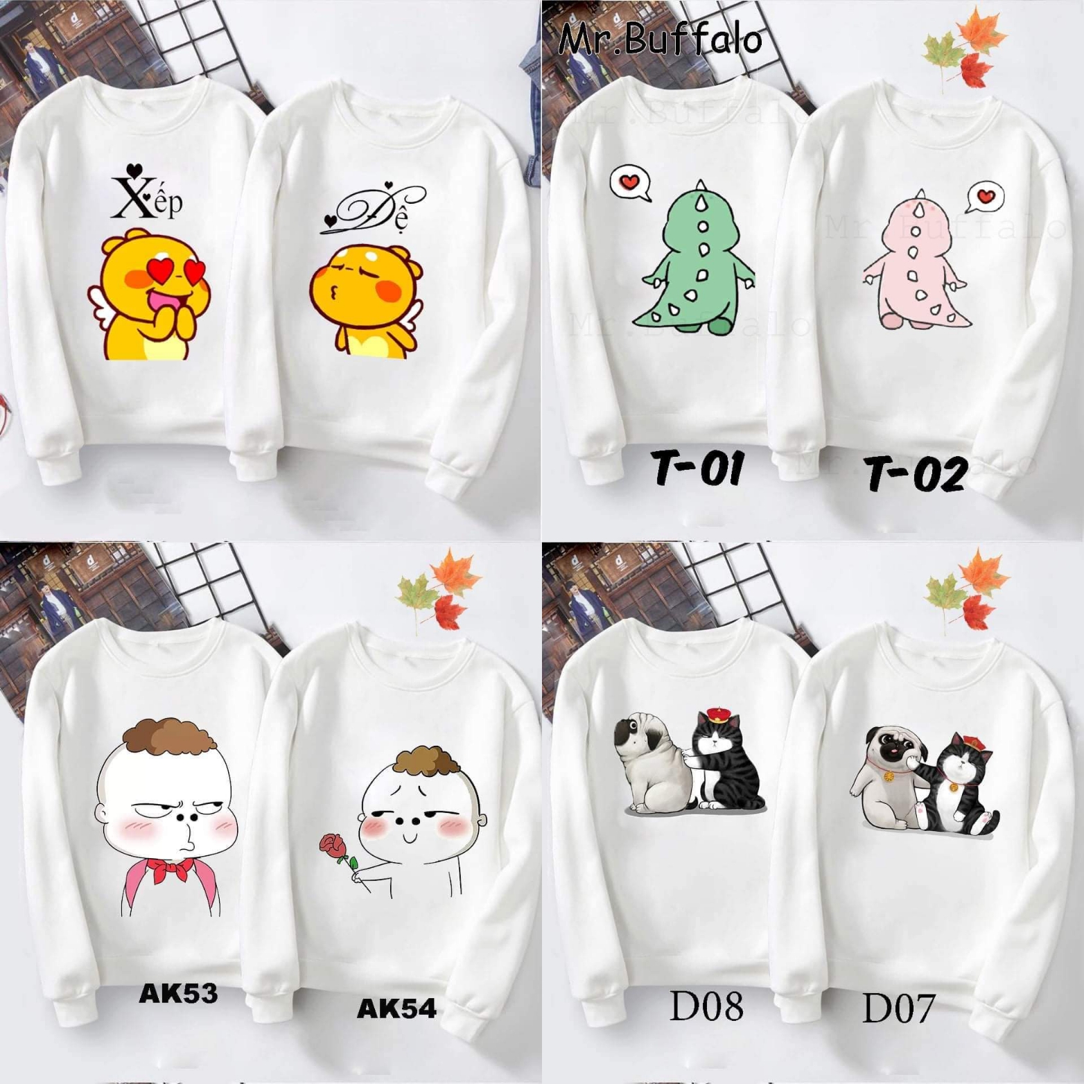 [FREESHIP] ÁO SWEATER ĐÔI IN HÌNH CUTE