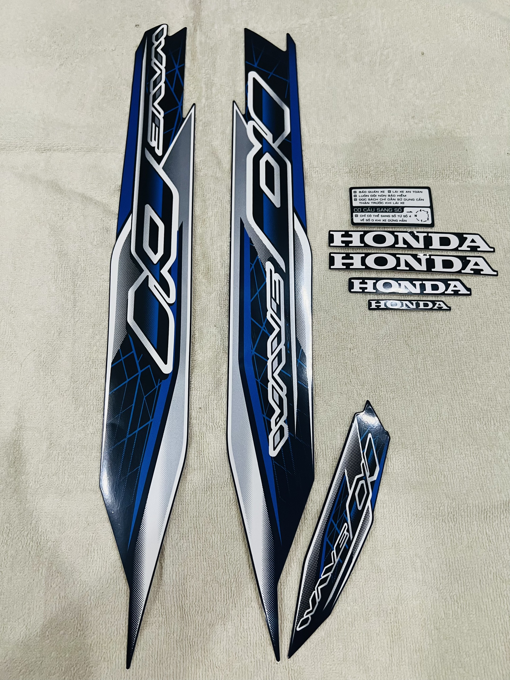 Bộ tem decal dán xe máy honda wave a 2024 wave anpha wave alpha màu xanh đen zin thái siêu đẹp