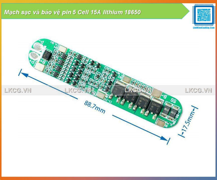 Mạch sạc và bảo vệ pin 5 cell 15a lithium 18650