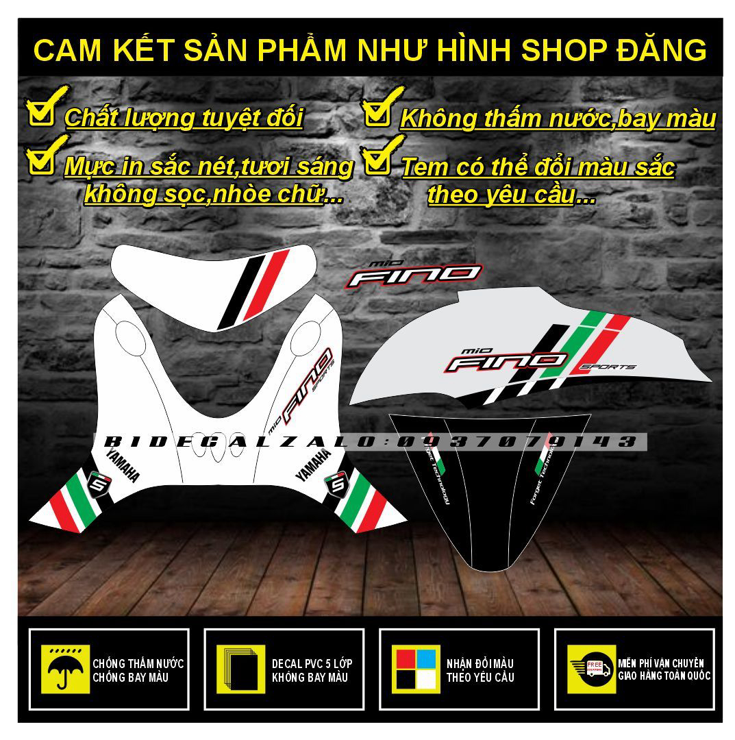 TEM RỜI MIO FINO CLASSICO PHỐI DÁN XE TRẮNG